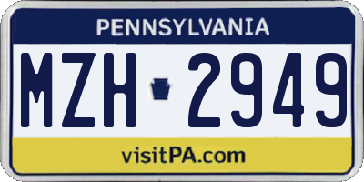 PA license plate MZH2949