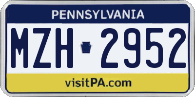 PA license plate MZH2952