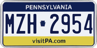 PA license plate MZH2954