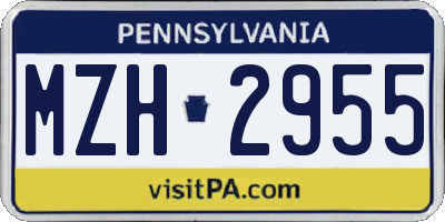 PA license plate MZH2955