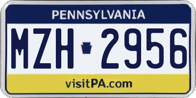 PA license plate MZH2956