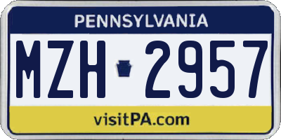 PA license plate MZH2957