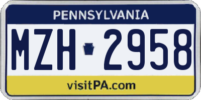 PA license plate MZH2958