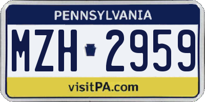 PA license plate MZH2959