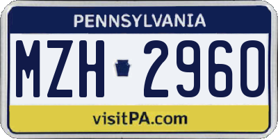PA license plate MZH2960