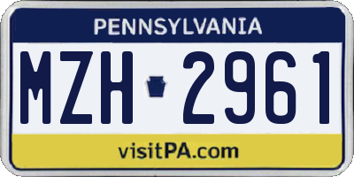 PA license plate MZH2961