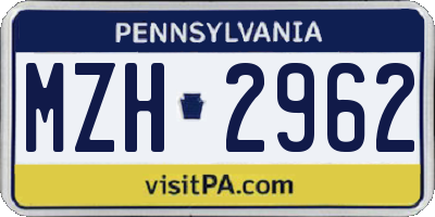 PA license plate MZH2962