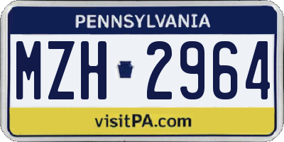 PA license plate MZH2964