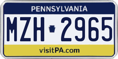 PA license plate MZH2965