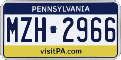 PA license plate MZH2966