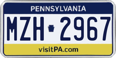PA license plate MZH2967
