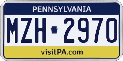PA license plate MZH2970