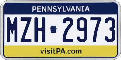 PA license plate MZH2973