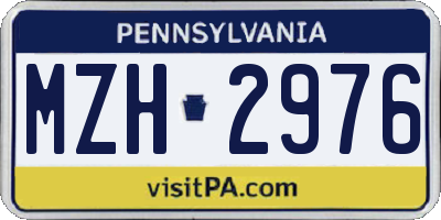 PA license plate MZH2976