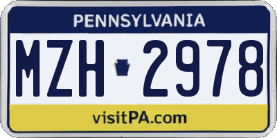 PA license plate MZH2978
