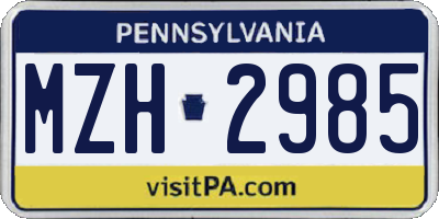 PA license plate MZH2985