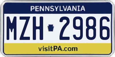 PA license plate MZH2986