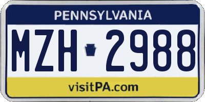 PA license plate MZH2988