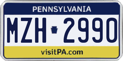 PA license plate MZH2990