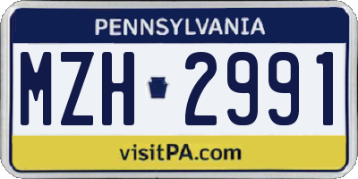 PA license plate MZH2991