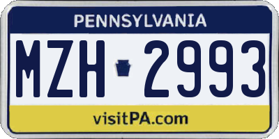 PA license plate MZH2993