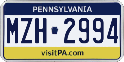 PA license plate MZH2994