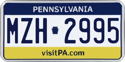 PA license plate MZH2995