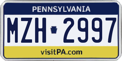 PA license plate MZH2997