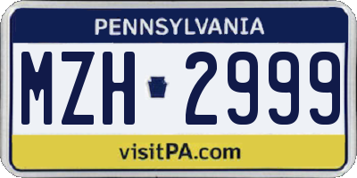 PA license plate MZH2999