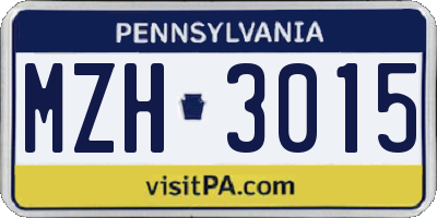 PA license plate MZH3015