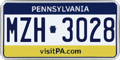 PA license plate MZH3028