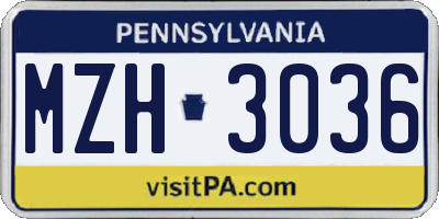 PA license plate MZH3036