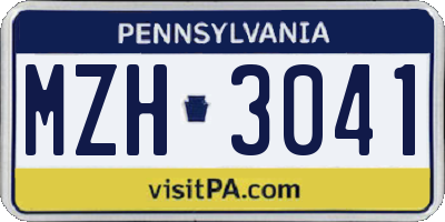 PA license plate MZH3041