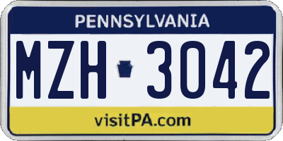 PA license plate MZH3042