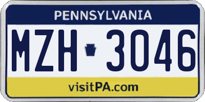 PA license plate MZH3046