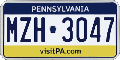 PA license plate MZH3047