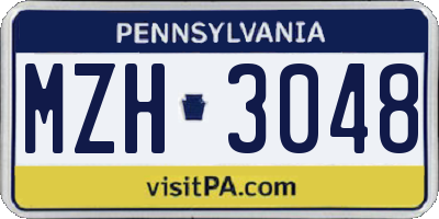 PA license plate MZH3048