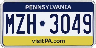 PA license plate MZH3049