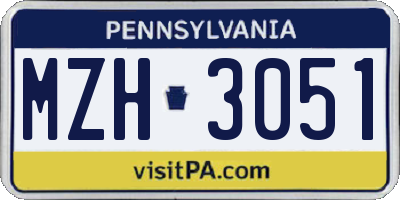 PA license plate MZH3051