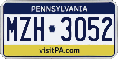 PA license plate MZH3052