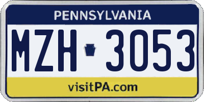 PA license plate MZH3053