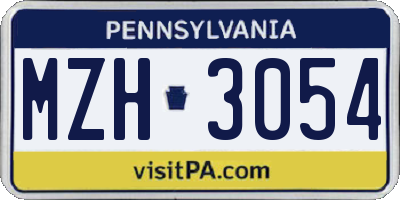 PA license plate MZH3054