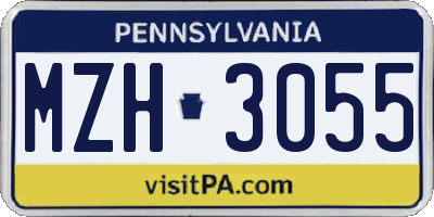 PA license plate MZH3055