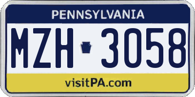 PA license plate MZH3058