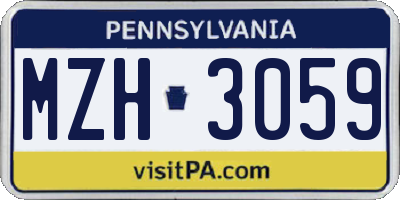 PA license plate MZH3059
