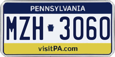 PA license plate MZH3060