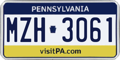 PA license plate MZH3061