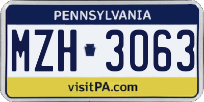 PA license plate MZH3063