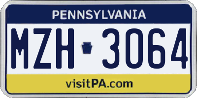 PA license plate MZH3064