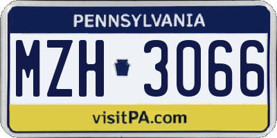 PA license plate MZH3066